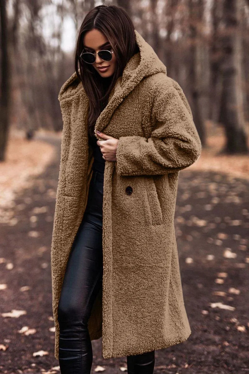 Winter Fashion Long Coat Net Color Long Sleeve Tweed Women's Jacket - Shello's Creative Boutique