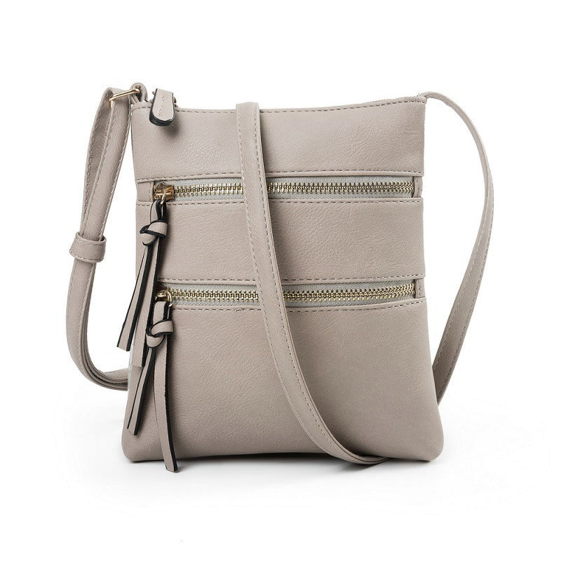 Leisure multifunctional pocket with double zipper vertical women's bag single shoulder bag crossbody bag Shello Creative Boutique