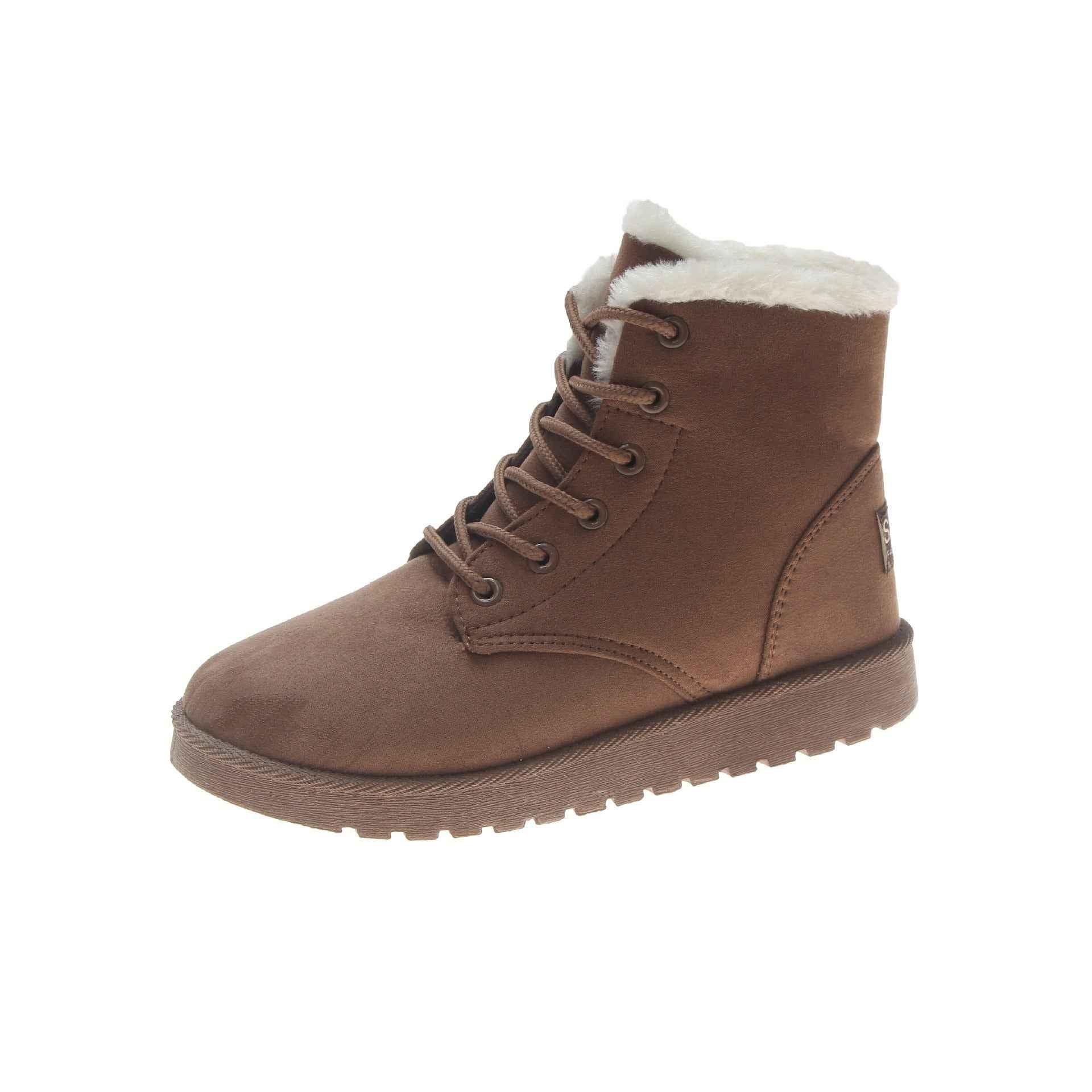Women's Lace-Up Snow Boots - Warm Flat Winter Boots - Shello's Creative Boutique