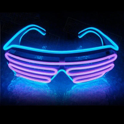 Double-colored Neon Luminous Glasses Flashing Eyeglass Party Wire LED Light Glasses Halloween Fluorescent Glowing Glasses Party - Shello's Creative Boutique