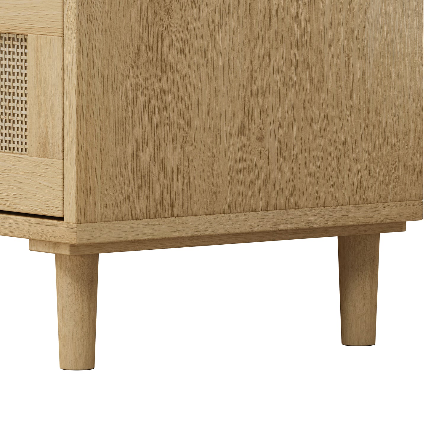Premium 3-Drawer Rattan Storage Cabinet Set - Oak Finish (Set of 2)