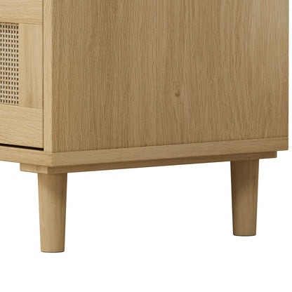 Premium 3-Drawer Rattan Storage Cabinet Set - Oak Finish (Set of 2) - Shello's Creative Boutique