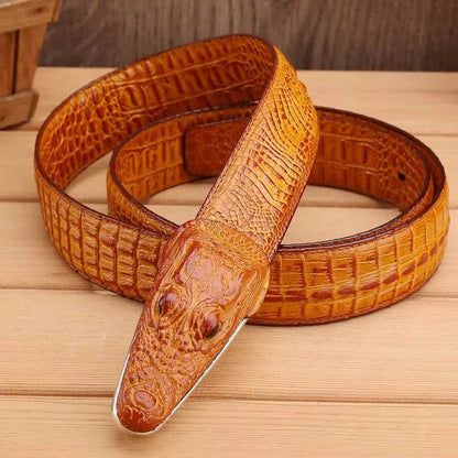 Luxury Alligator Design Cowhide Leather Crocodile Belts for Men - Shello's Creative Boutique