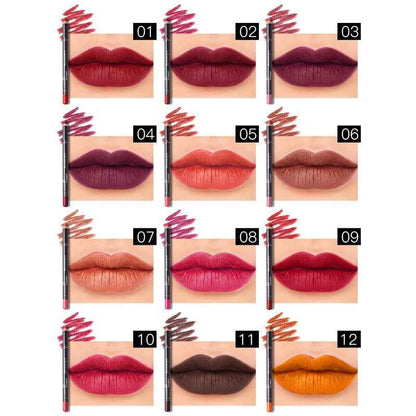 Twelve-color lip liner non-fading matte velvet lipstick pen Pudaier Twelve-Color Lip Liner | Waterproof, Non-Fading Matte Velvet
