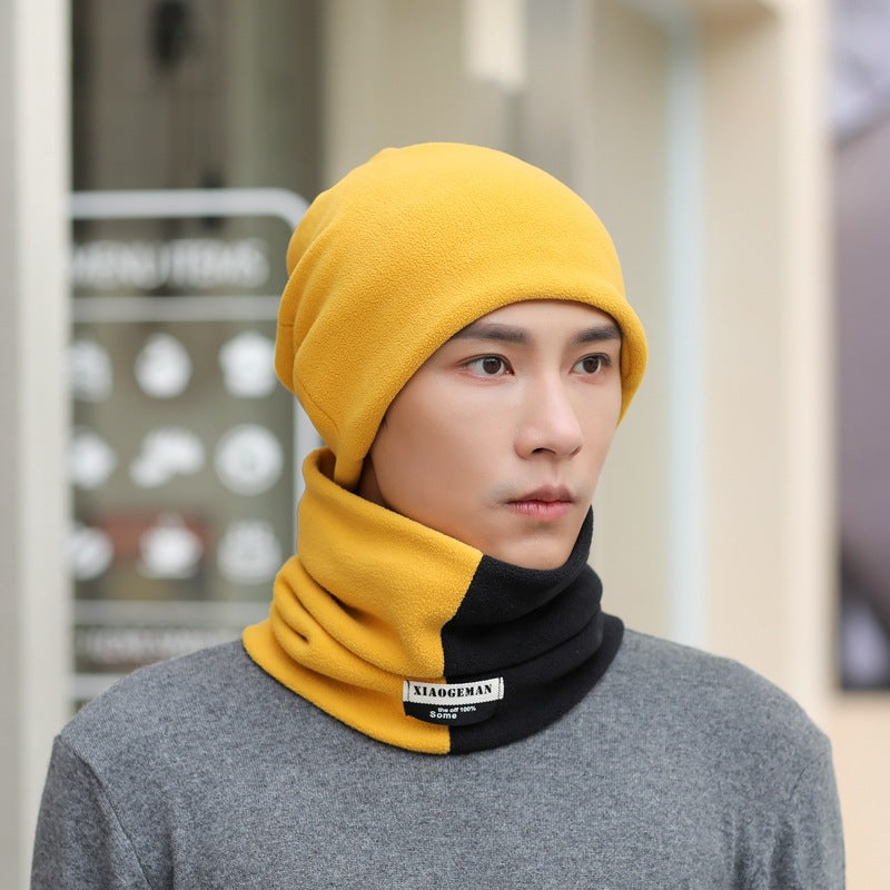 2pcs Men's Scarf Winter Simple Men And Women Winter Warm Hat Thickened Scarf Set Student Head Neck Cover eprolo