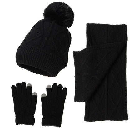 Adult Hat, Scarf, Glove, Three Piece Set, Autumn and Winter New Warm and Thickened Woolen Hat - Shello's Creative Boutique