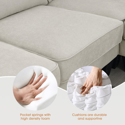 Modern U-Shape Sectional Sofa – 7-Seat Fabric Sofa Set with Pillows for Living Room, Apartment & Office - Shello's Creative Boutique