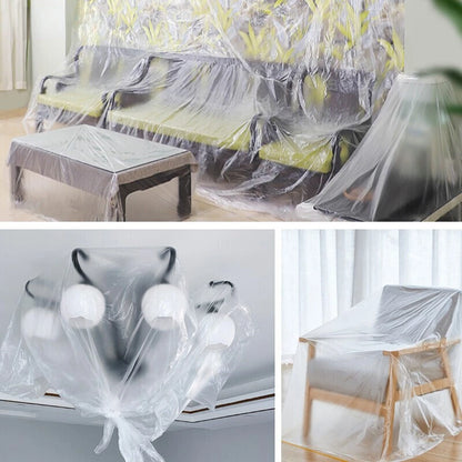 Disposable Furniture Dust Cover Dust Cloth Dust Film with Tape Plastic Dust Cover Household Bed Sofa Dust Cover Desk Shield eprolo