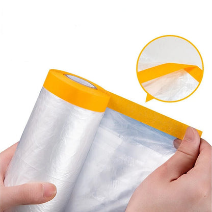 Disposable Furniture Dust Cover Dust Cloth Dust Film with Tape Plastic Dust Cover Household Bed Sofa Dust Cover Desk Shield eprolo