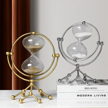 Nordic Light Luxury Rotating Hourglass – Exquisite Metal Crafts Decoration - Shello's Creative Boutique