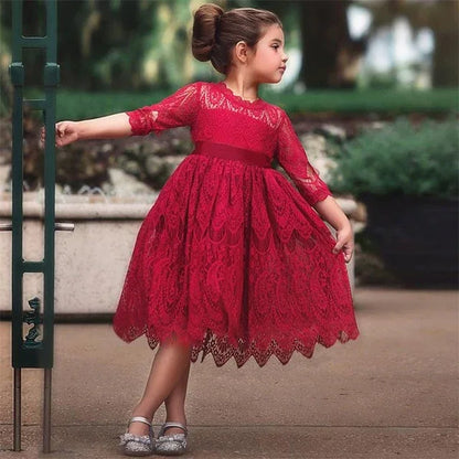 Dot Long Sleeve Dress For Girls Clothing Child Costume Baby Girl Clothing Teenager School Daily Wear Sashes Kids Casual Clothes - Shello's Creative Boutique