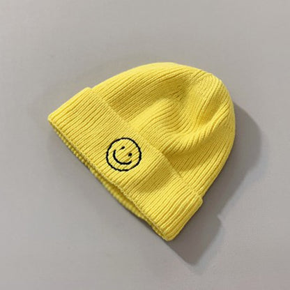 Baby Hat Solid Color Boy Girl Cartoon Smile Embroidery Winter Kids Knitted Hats Children  Warm Beanies Child Caps For Babies eprolo