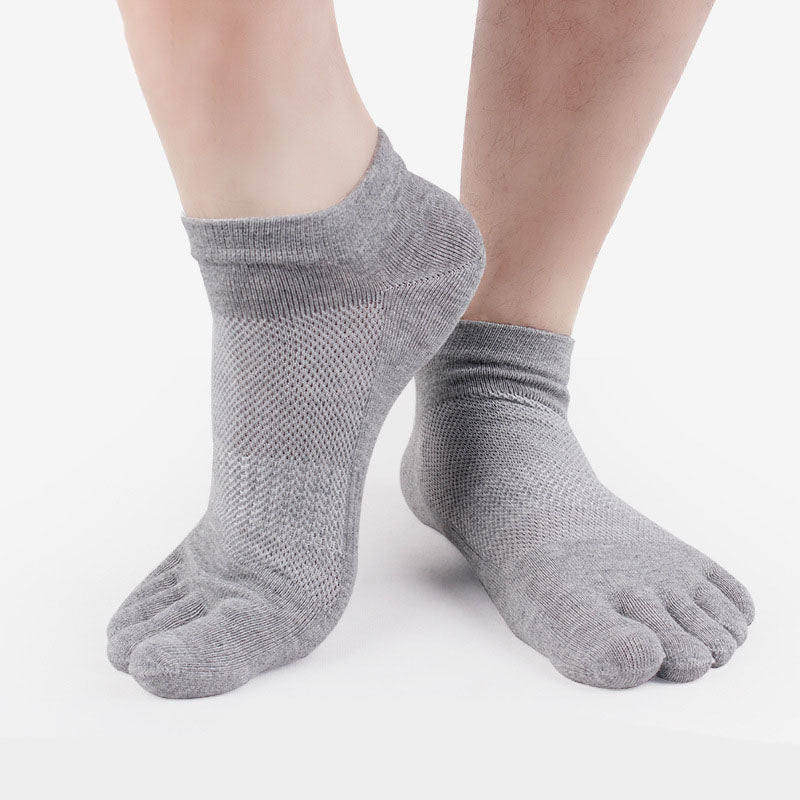 100% Cotton Five-Toe Mesh Socks - Breathable Split-Toe Socks for Men