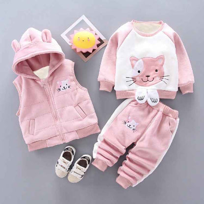 Autumn New Children's Clothing Autumn Clothing Plush Bear Three Piece Set Korean Children's Suit Trend