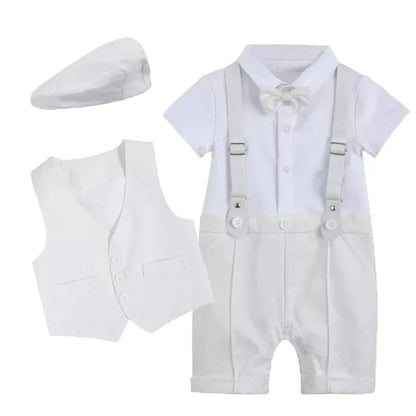 Boy Baby Gentleman One-Piece Romper – Summer Style for Little Gentlemen - Shello's Creative Boutique