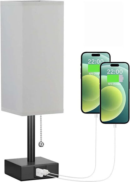 Linen 90 square desk lamp zipper switch three color temperature variable light A+C USB charging - Shello's Creative Boutique
