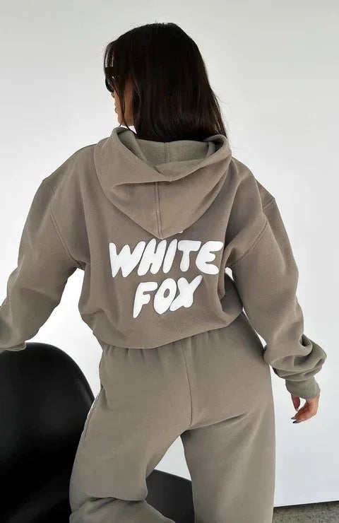 Autumn and winter new hoodie set with fashionable sports logo, long sleeved pullover hoodie two-piece set - Shello's Creative Boutique
