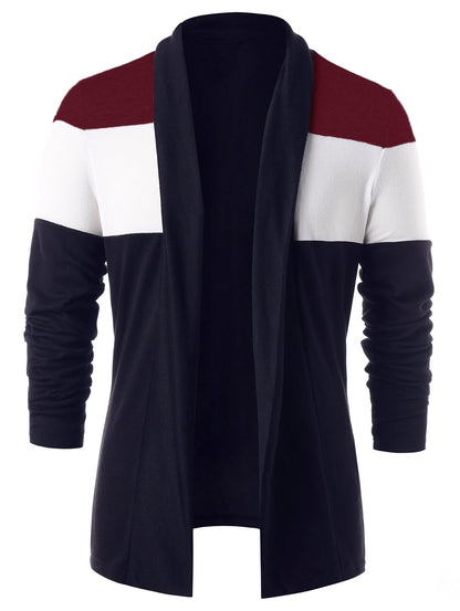 Colour Blocking Open Front Casual Cardigan