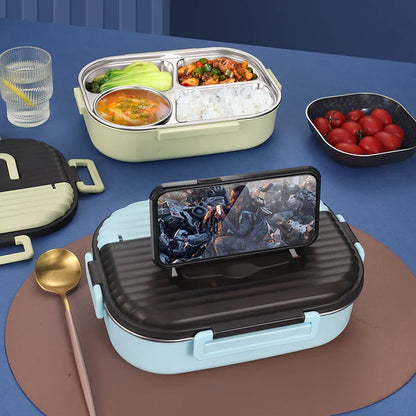 Microwaveable portable 304 stainless steel heat preservation rectangular lunch box fresh lunch box - Shello's Creative Boutique