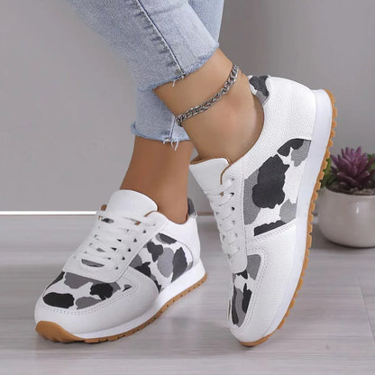 Thick-Soled Leopard Print Lace-up Casual Sports Shoes for Women - Shello's Creative Boutique