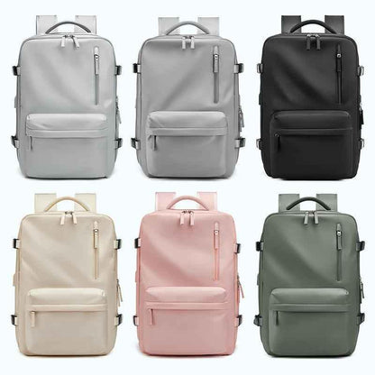Waterproof Leather Laptop Backpack - 18 Inch Vintage Unisex School Bag for Men with USB Port - Shello's Creative Boutique