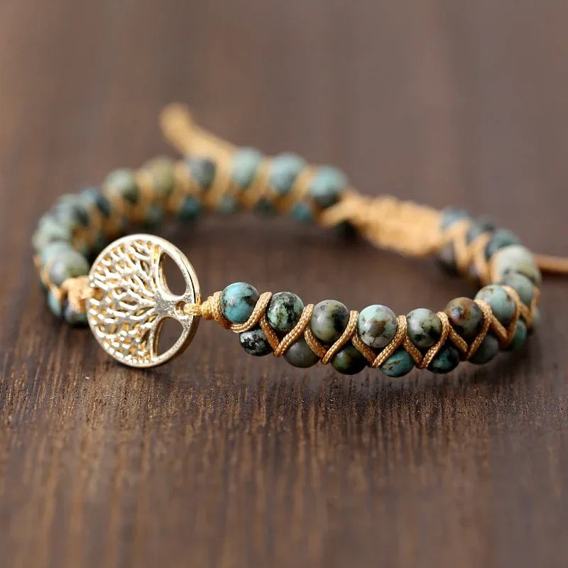 Vintage Leather Bracelets natural Stone Wrap Bracelets for men and Women tree Boho Friendship Bracelet Handmade Jewelry - Shello's Creative Boutique