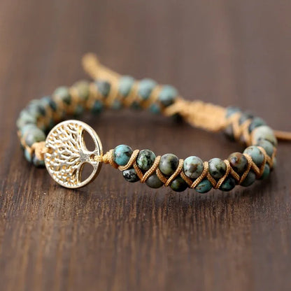 Vintage Leather Bracelets natural Stone Wrap Bracelets for men and Women tree Boho Friendship Bracelet Handmade Jewelry - Shello's Creative Boutique