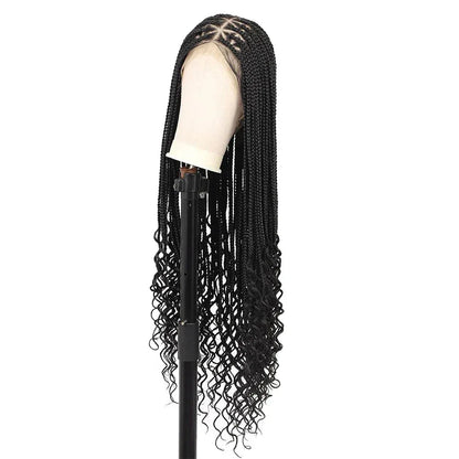 36 Inch Knotless Braided Wig - Bohemian Curly Lace Front Synthetic - Shello's Creative Boutique