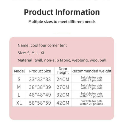 Striped Canvas Pet Teepee Tent - Cozy Indoor Bed for Cats & Dogs