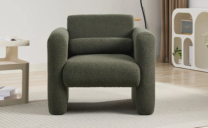 Modern style chair with Sheepskin Sherpa fabric soft cushion, armchair, soft with backrest and pillow - Shello's Creative Boutique