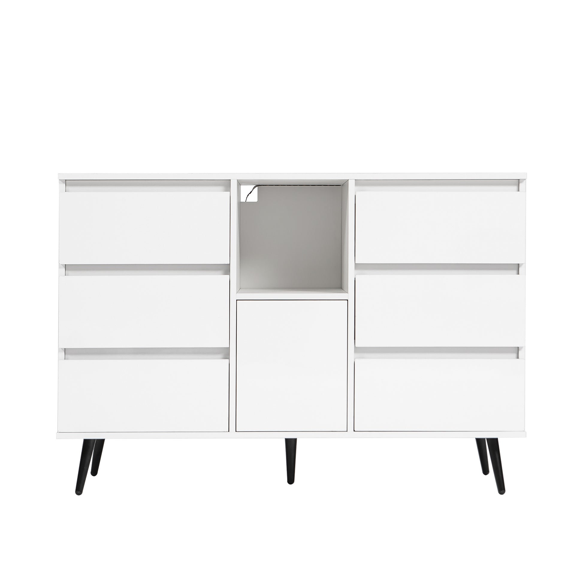 Living Room Sideboard Storage Cabinet White High Gloss with LED Light eprolo