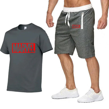 Cotton T Shirts+Shorts Men Sets Brand Clothing Two Pieces Tracksuit - Shello's Creative Boutique
