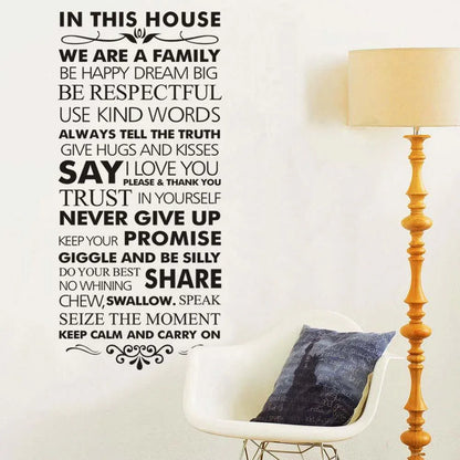 In this house Family Rules Home Decor Wall Decal Decorative Vinyl Wall Sticker Wall Art - Shello's Creative Boutique