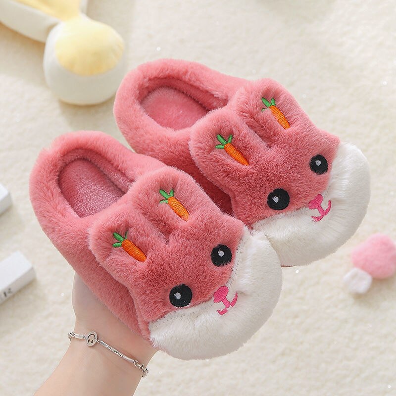 Kids Cotton Slides Autumn Winter Indoor Non-slip Cute Rabbit Non-slip Kids Shoes Home Slippers Fashion Baby Boys Girls Slippers eprolo