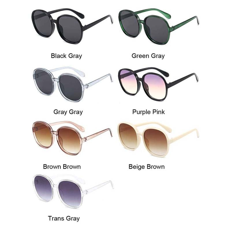 New Round Frame Sunglasses Women Retro Brand Designer Brown Black Oversized Lady Sun Glasses Female Fashion Outdoor Driving