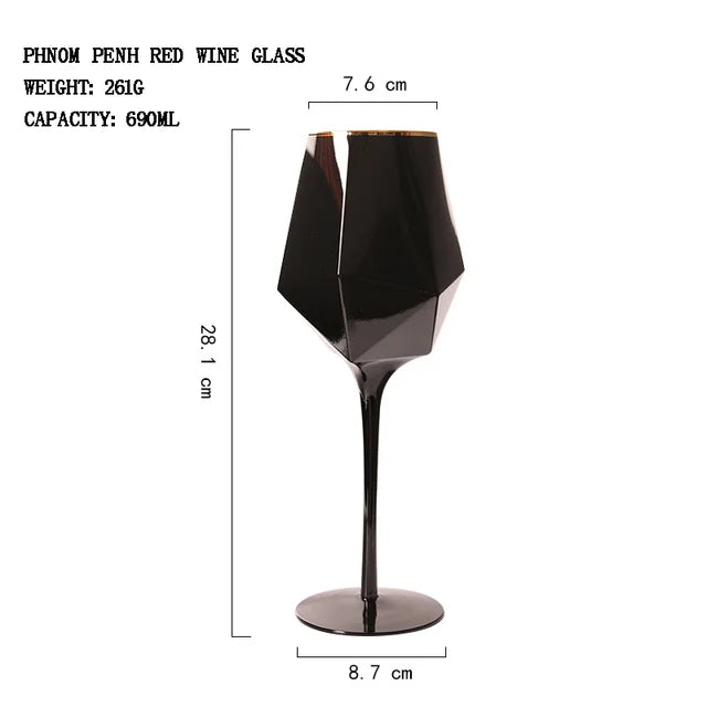 Pure Black Crystal Golden Edge Red Wine Glass Goblet Light Luxury Simple Model Room Special Champagne Glasses Kitchen Utensils eprolo
