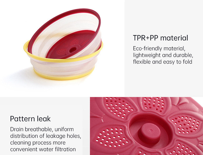 Collapsible Microwave Cover Lid Folding Plate Cover Colander Strainer Fruit Vegetables Washing Basket Plate Lid Kitchen Tools eprolo
