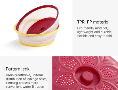 Collapsible Microwave Cover Lid Folding Plate Cover Colander Strainer Fruit Vegetables Washing Basket Plate Lid Kitchen Tools - Shello's Creative Boutique