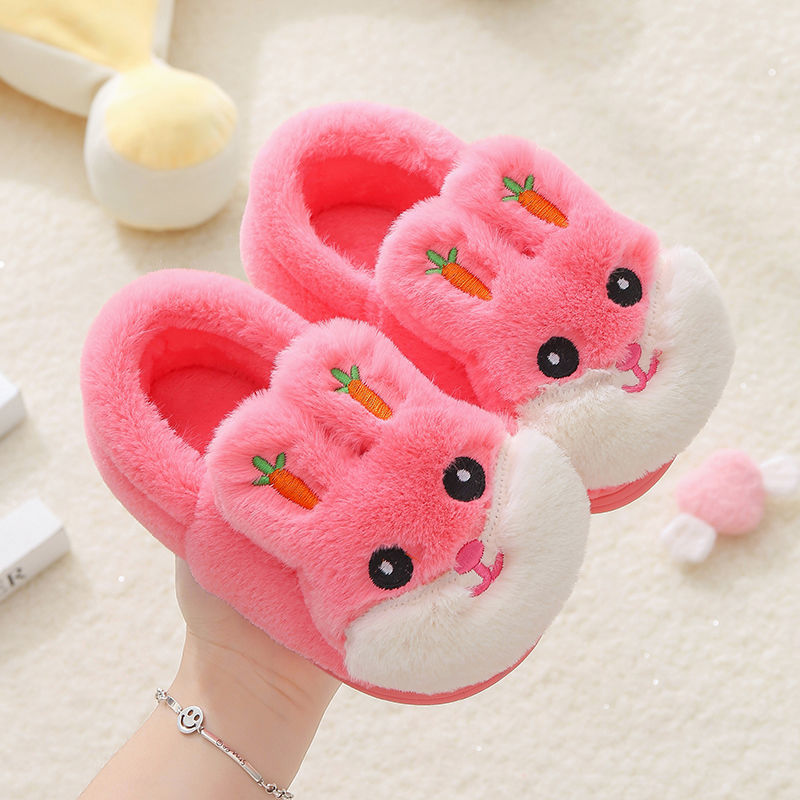 Kids Cotton Slides Autumn Winter Indoor Non-slip Cute Rabbit Non-slip Kids Shoes Home Slippers Fashion Baby Boys Girls Slippers eprolo