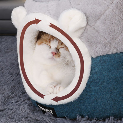 HOOPET Winter Plush Pet Bed - Cozy Nest for Cats & Small Dogs