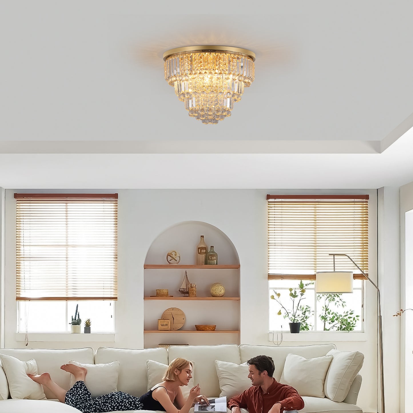 Luxury Gold Crystal Chandelier - Large Modern Ceiling Light for Dining Room