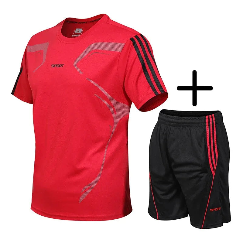 5XL Running T Shirt Sport GYM Tshirt Short Sleeve Football Basketball Tennis Shirt Quick Dry Fitness Sports Set Suits Sportswear - Shello's Creative Boutique