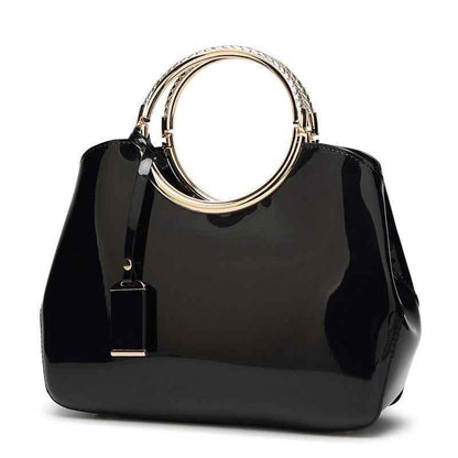One-Shoulder Patent Leather Handbag for Weddings - Shiny Crossbody Design - Shello's Creative Boutique