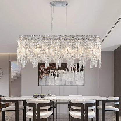 Silver Elegant Oval Crystal Chandelier – A Statement of Luxury & Sophistication - Shello's Creative Boutique