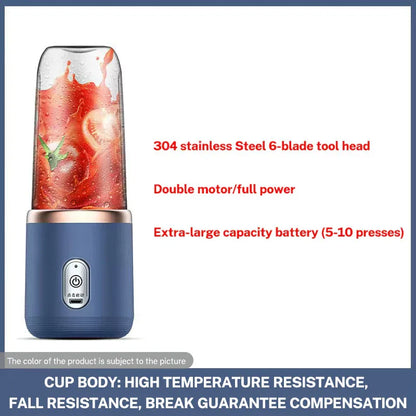 Juicer Portable Six Blade Charging Small Household Juice Cup Fully Automatic and Multifunctional Juice Cup - Shello's Creative Boutique