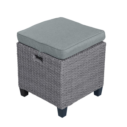 TOPMAX 6-piece outdoor rattan wicker set chair, stool, and table (gray rattan+gray mat) eprolo