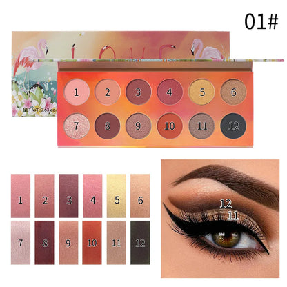 Romantic Beauty 12 Color Dazzle Eye Shadow Plate Pearlescent Matte Finish Eye Shadow Makeup - Shello's Creative Boutique