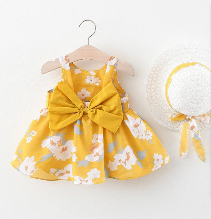 Summer New Girl Baby Vest Skirt Princess Dress 1-4 Years Old Chest Big Bow Flower Skirt Shello Creative Boutique