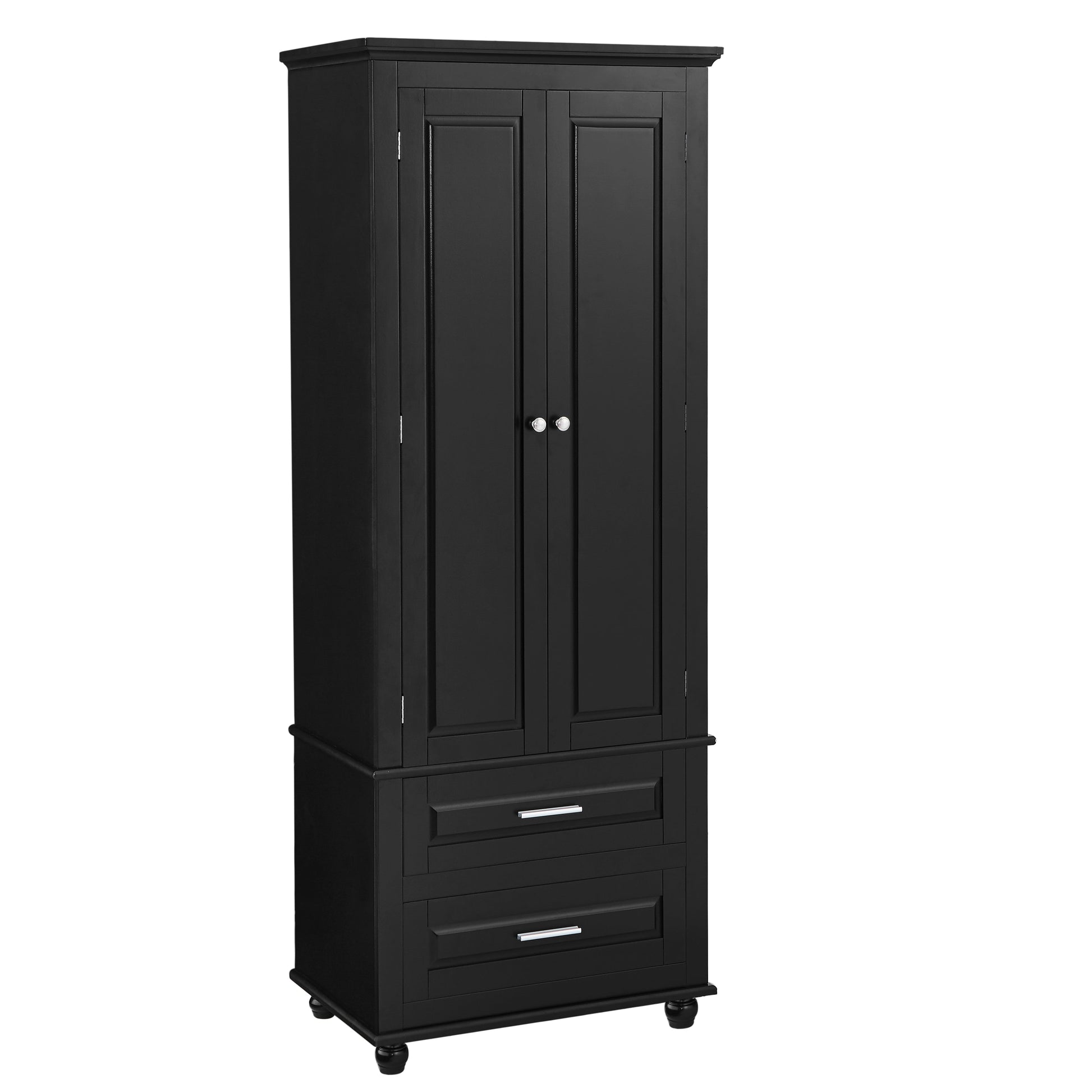 Tall Storage Cabinet with Two Drawers for Bathroom/Office, Black eprolo