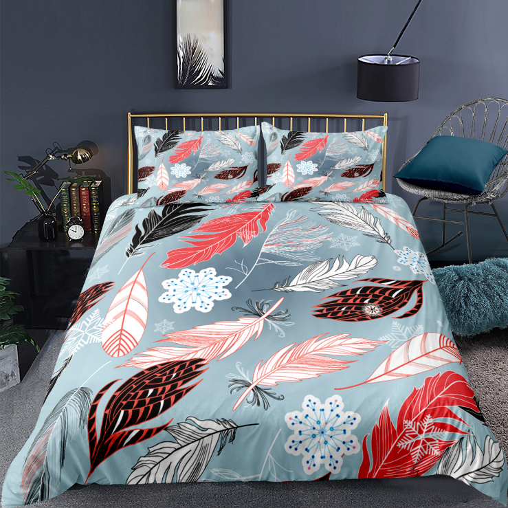 3D digital printing bedding quilt cover pillow case three piece feather series eprolo